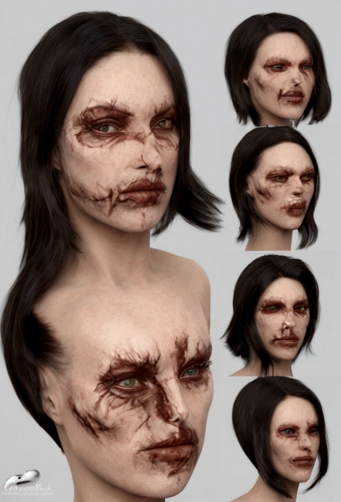 Tiro de medio cuerpo, hyperrealism photography, Beautiful model with avant-garde gelatin xenomorphic nun mask, cubierto de sangre, Renderizado de octanaje