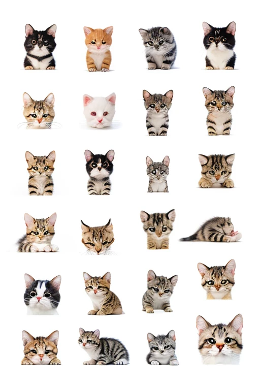 Set of cartoon kitten stickers,cute,