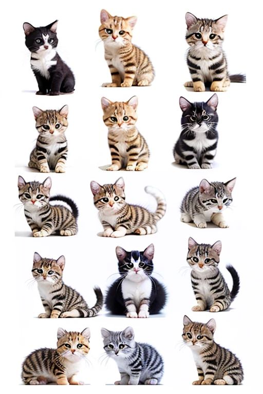 Set of cartoon kitten stickers,cute,
