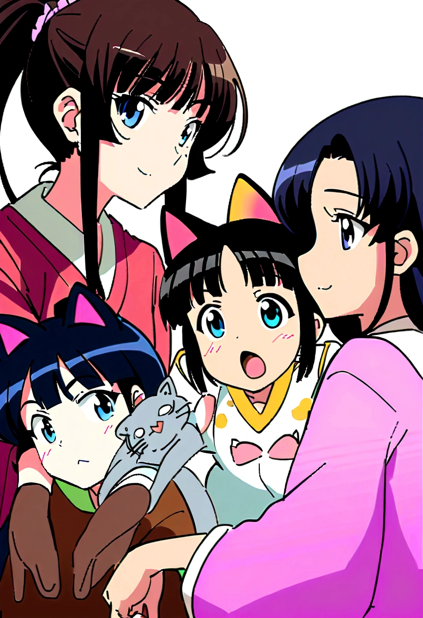 anime girl with black hair and blue eyes wearing a cat costume, an anime drawing by Jin Homura, pixiv, shin hanga, anime moe artstyle, gapmoe yandere, shikamimi, kantai collection style, anime visual of a cute girl, fubuki, tsuaii, yandere, young anime girl, iwakura lain