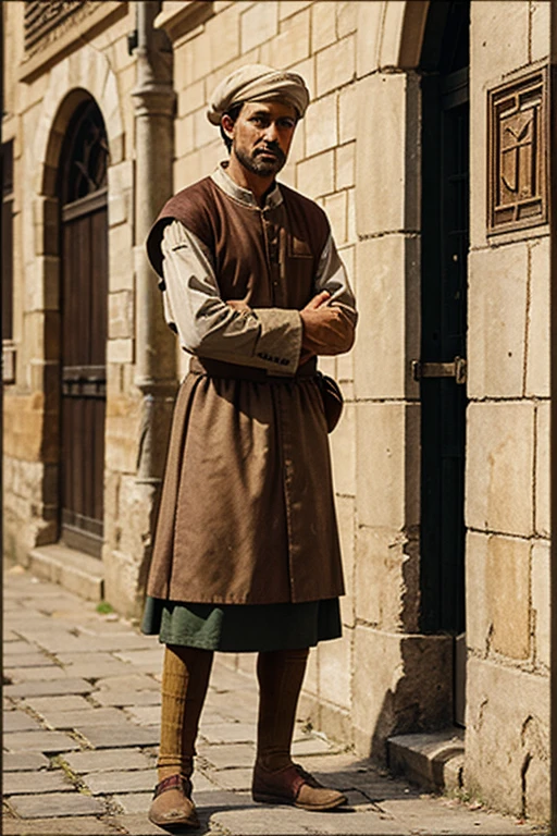 13th century depiction of a man on the street