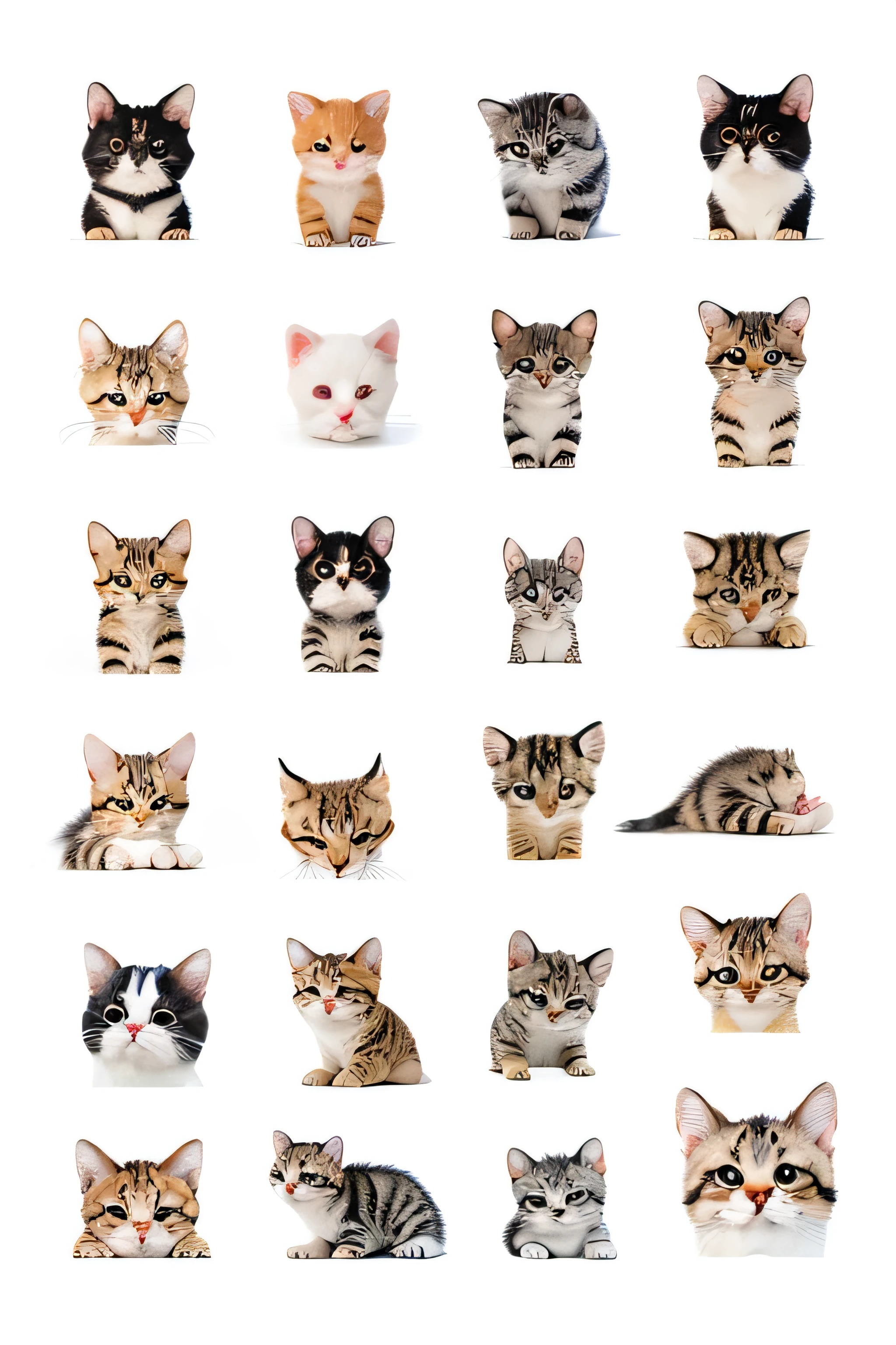 Set of cartoon kitten stickers，cute，