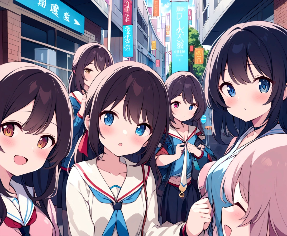 School、classroom、6 girls