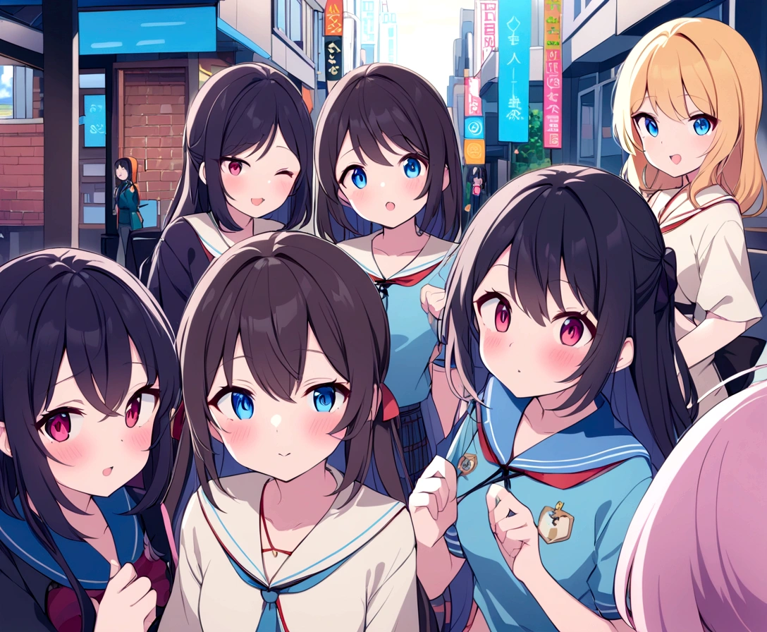 School、classroom、6 girls