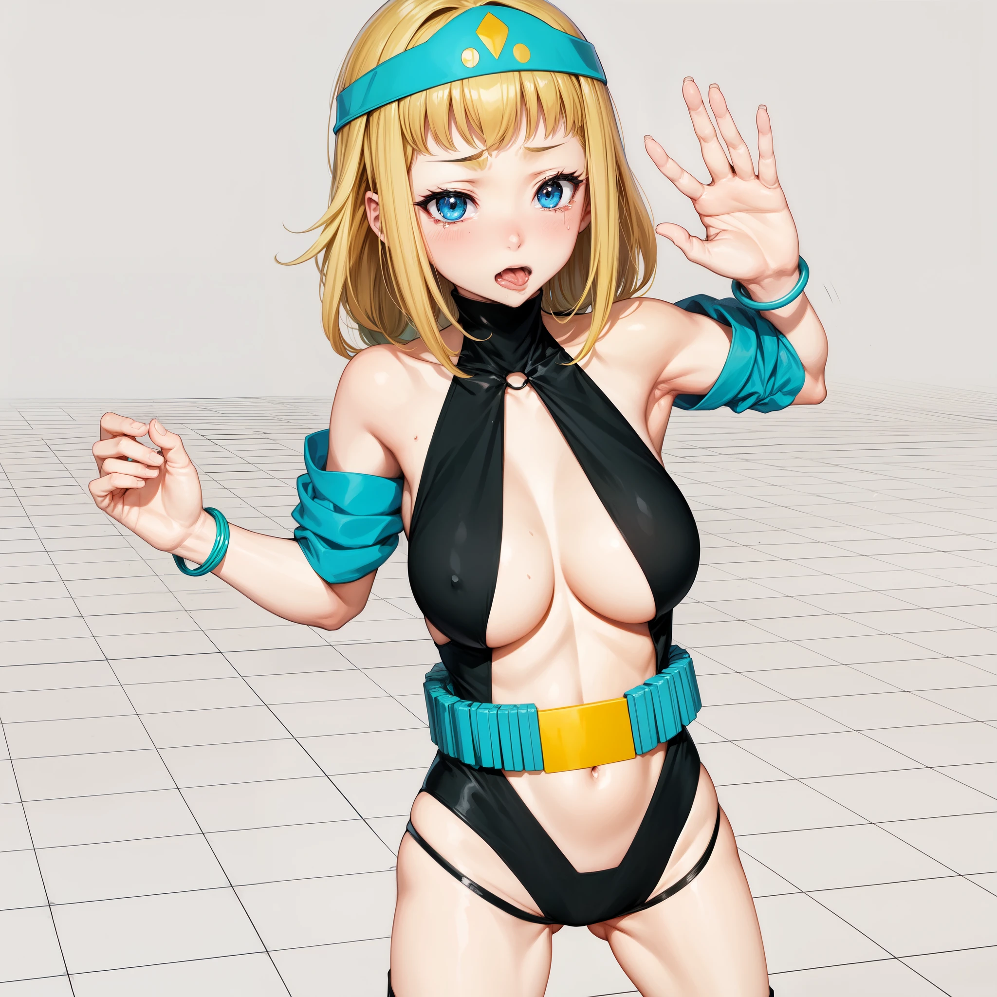 Female Combatant、Blonde Japan girl、Close-up of a girl in a black bikini、Black shiny bikini、Black boots、A golden snake circlet on his head、Saiyan Girl, wonderful, Nano Girl, Female body type, Inspired by Hiromu Arakawa, Anime Manga Robot!! Anime Girls, Fubuki, Full Body Suit, by Hiromu Arakawa、wonderful, silk, Beautiful and attractive anime , Anime Girls of the future, tears,Drooling,Pee,Sweat,Tongue out,incontinence,Peeing、Estrus、Eyes wide open,Estrus,Blushing,Nipples are erect,Face is hot、Lust、incontinence、Armpit Hair、pubic hair、Anguished expression、Doomsday Demon