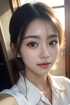 clothed、(photo real:1.4)、(Hyperrealistic:1.4)、(Realstic:1.3)、
(Smoother lighting:1.05)、(Improved lighting quality in movies:0.9)、32 k、
1GIRL、20 years old girl、Realistic Lighting、Backlit、Facial light、Ray Trace、(Brightening light:1.2)、(Increase quality:1.4)、
(Top Quality Real Texture Skin)、Fine eyes、finerly detailed face、
(Tired, sleepy and satisfied:0.0)、closeup on face、Student uniform:1.3、korean idol、Nogizaka Idol、hposing Gravure Idol
(Bodyline mood improvement:1.1)、Glossy skin、korean idol、Nogizaka Idol、hposing Gravure Idol、selfie