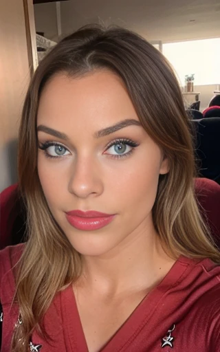 belle blonde habillé pyjama en soirée rouge et noir yeux bleus femme magnifique