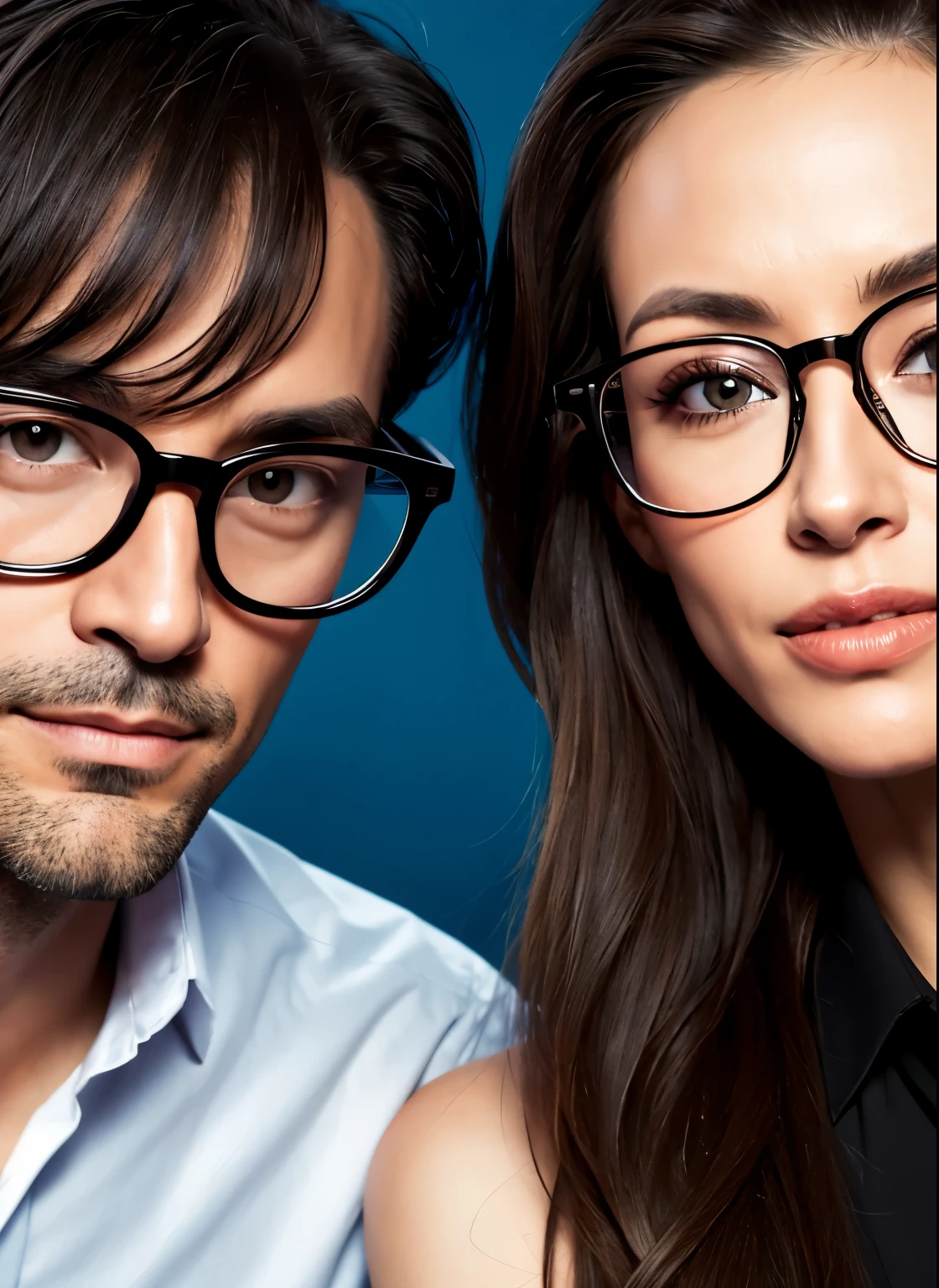 a close up of a woman with Glasses and a man behind her, Glasses frames, black rimmed Glasses, eye Glasses, thick Glasses, girl with Glasses, portrait of Nicole Aniston, Glasses, in square-rimmed Glasses, wearing Glasses, eyeGlasses, Glasses without frames, wearing black rimmed Glasses, with Glasses, Nicole Aniston, with square Glasses