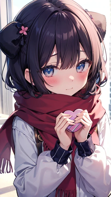 、Hibiki Nekozuka、blushing、Embarrassed、secretly、Shyness、blush、Embarrassing、blush、heart、spouse、love affair、Cover your mouth、scarf、scarfで顔を覆ってください、Snowfall High Resolution、Embarrassing、blush、、Incredibly beautiful eyes、Valentine&#39;s Day、、meeting、now、surprise、Wearing a coat、cute、Hibiki Nekozuka