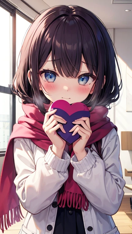 、Hibiki Nekozuka、blushing、Embarrassed、secretly、Shyness、blush、Embarrassing、blush、heart、spouse、love affair、Cover your mouth、scarf、scarfで顔を覆ってください、Snowfall High Resolution、Embarrassing、blush、、Incredibly beautiful eyes、Valentine&#39;s Day、、meeting、now、surprise、Wearing a coat、cute、Hibiki Nekozuka