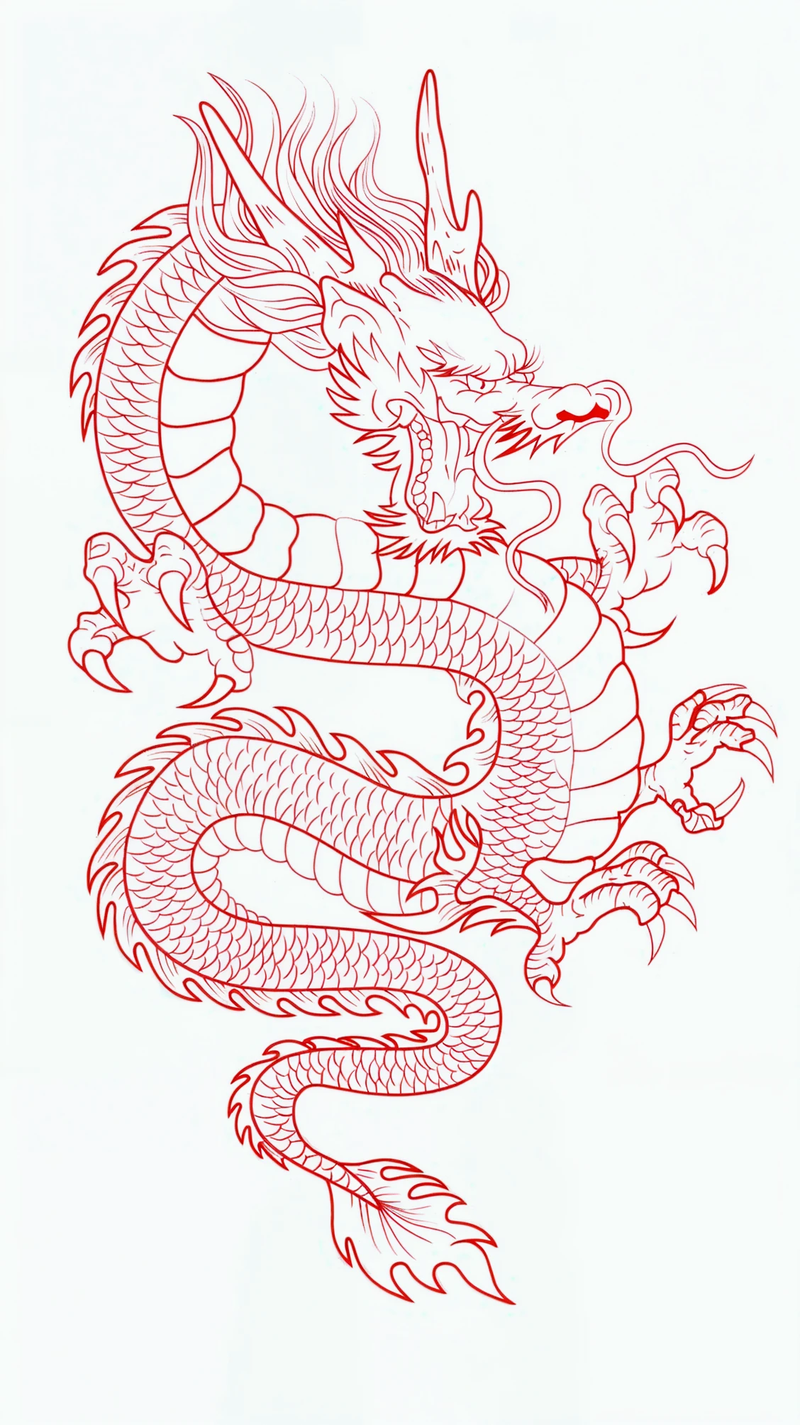 A close up of a dragon with a long tail on a white background - SeaArt AI