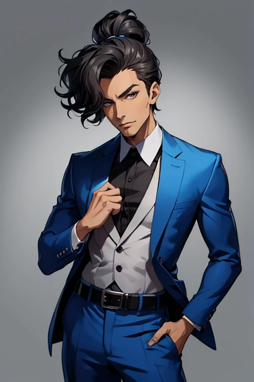 drawing of a man in a blue suit holding a belt, !!! very coherent!!! vector art, cartoon art style, cartoon digital painting, cartoon digital art, drawn with photoshop, cartoon digital art, cartoon image, go screw anime style, inspired by Shūbun Tenshō, in cartoon style, [digital art ]!!, cartoon style illustration, 8k