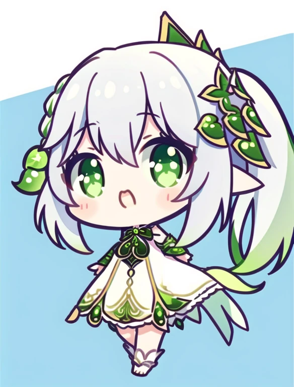 nahidadef, chibi, full body, white background, solidbackground, simple background, high details, UHD