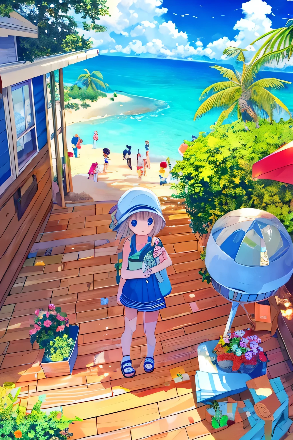Summer,Small Island,Many residents,Group photo,Vision