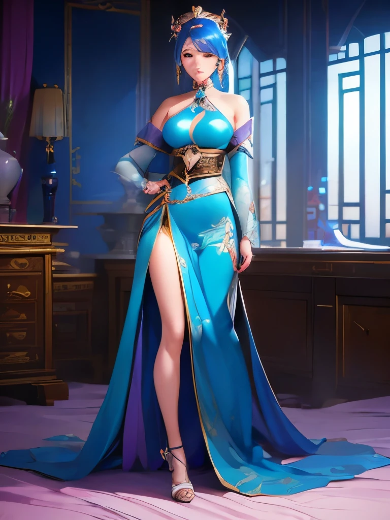 a picture taken from a video game of a woman in a blue dress, by Yang J, by Li Song, aesthetic!!!!!! female genie, by Chen Lin, a beautiful fantasy empress, 🌺 cgsociety, by Lin Liang, by Zeng Jing, ((a beautiful fantasy empress)), by Ross Tran, wlop | artgerm, by Yanjun Cheng