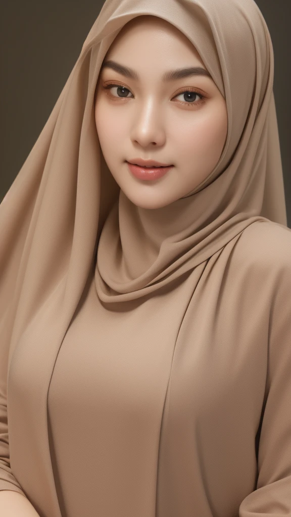 malay beautiful girl in hijab, intricate detailed hijab, beautiful detailed eyes, beautiful detailed lips, extremely detailed face, long eyelashes, very huge firm breast, delicate facial features, serene expression, graceful pose, natural lighting, soft color palette, warm tones, cinematic composition, high quality, 8k, ultra-detailed, photorealistic, masterpiece