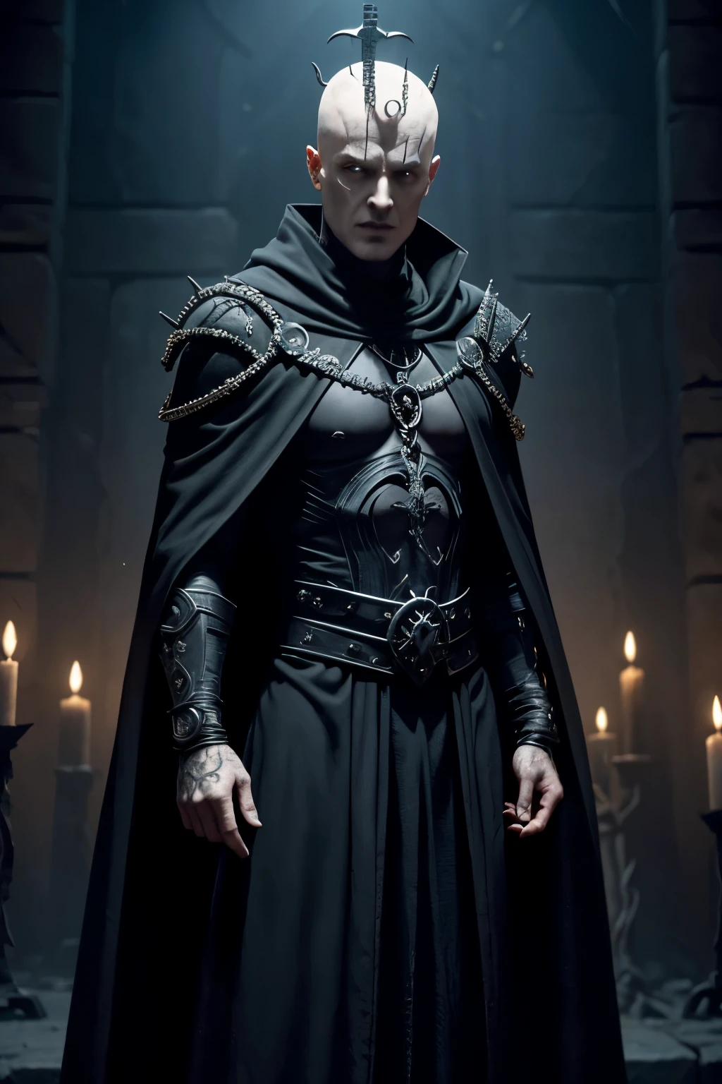 Please create a new Cenobite leader to replace 'Pinhead' in the movie 'Hellraiser,' while respecting the film's universe."His name is the Necromancer. He is a Cenobite with the power to wield the dark arts of Hell and manipulate the souls of the dead, chosen as the new leader of the Cenobites. The Necromancer has a pallid complexion and eyes like those of the dead, his body adorned with ancient runes and symbols carved into his flesh, draped in a black cloak. In his hand, he wields a staff stained with sacrificial blood, capable of summoning spirits from the underworld. The Necromancer brings new secrets and powers to the Cenobites, harboring ambitions to redefine Hell's dominion. His arrival may alter the balance of Hell's rule, but what is his true purpose?"