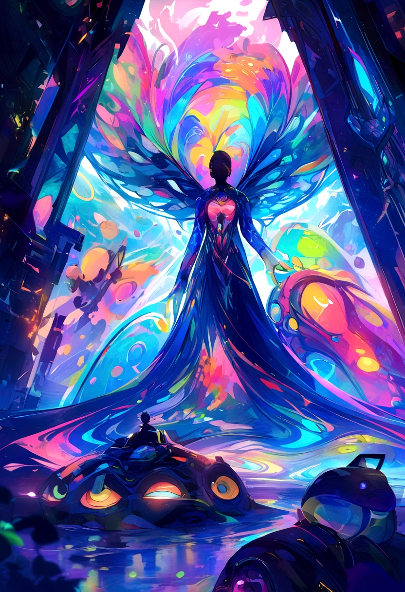 A futuristic people explorer, inspired by Pixar animation, up close, traveling through the cosmos of creativity, The colors are vivid and lush, with a touch of mystery
