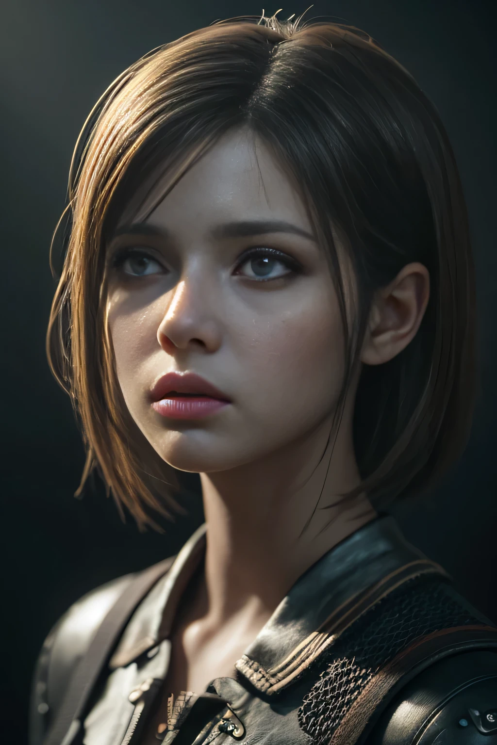 a disgusted girl,1girl,detailed face,beautiful detailed eyes,beautiful detailed lips,highly detailed portrait,octane render,cinematic lighting,dramatic shadows,moody atmosphere,surreal,dark fantasy,muted colors