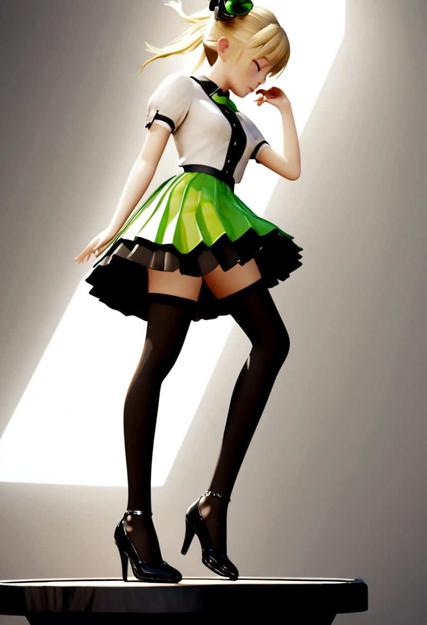 Beautiful beauty, 3D 2D, rich, blonde, skirt, stockings, High heels, poison、風にたなびくskirt