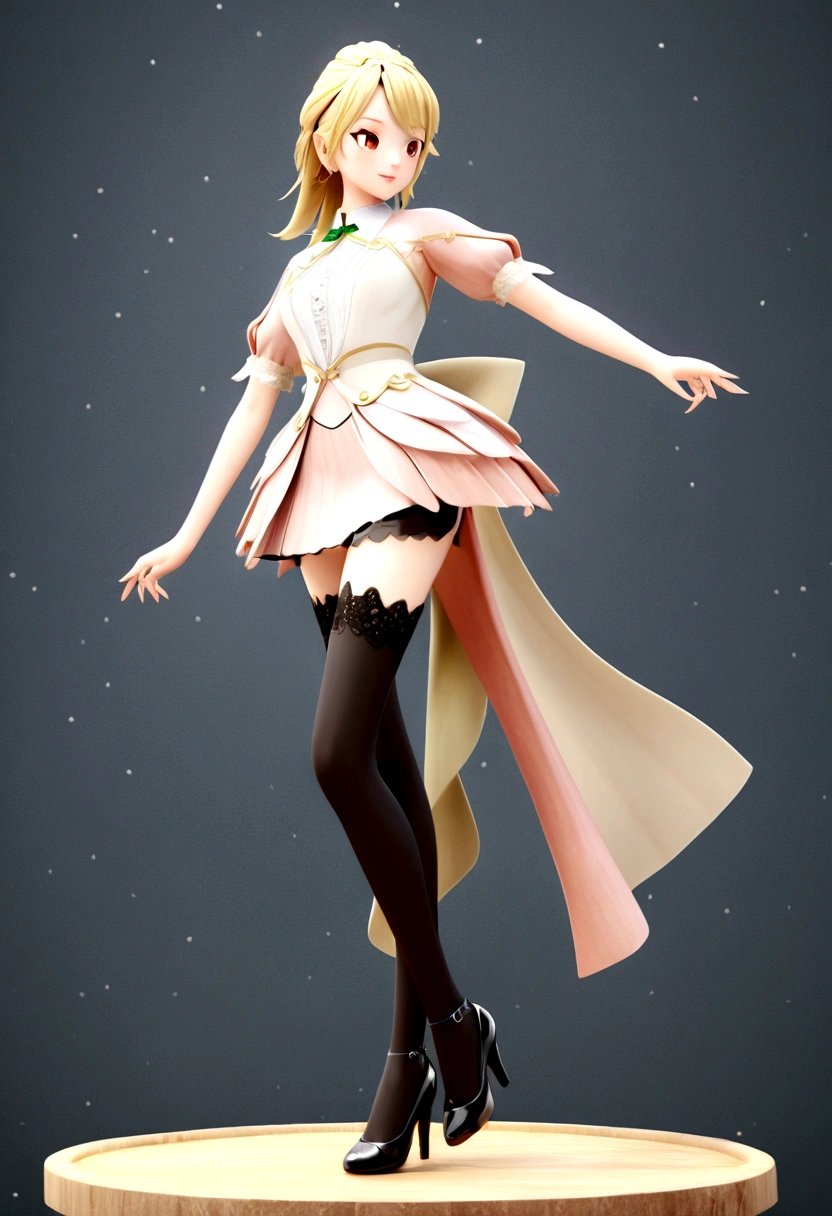 Beautiful beauty, 3D 2D, rich, blonde, skirt, stockings, High heels, poison、風にたなびくskirt