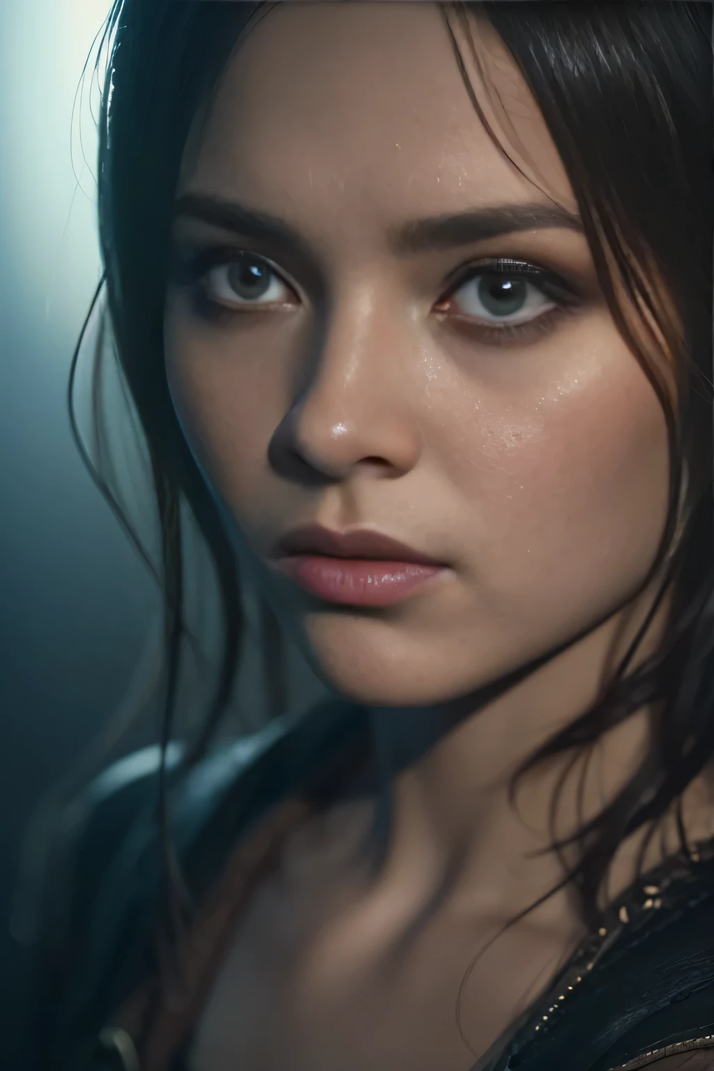 a disgusted girl,1girl,detailed face,beautiful detailed eyes,beautiful detailed lips,highly detailed portrait,octane render,cinematic lighting,dramatic shadows,moody atmosphere,surreal,dark fantasy,muted colors