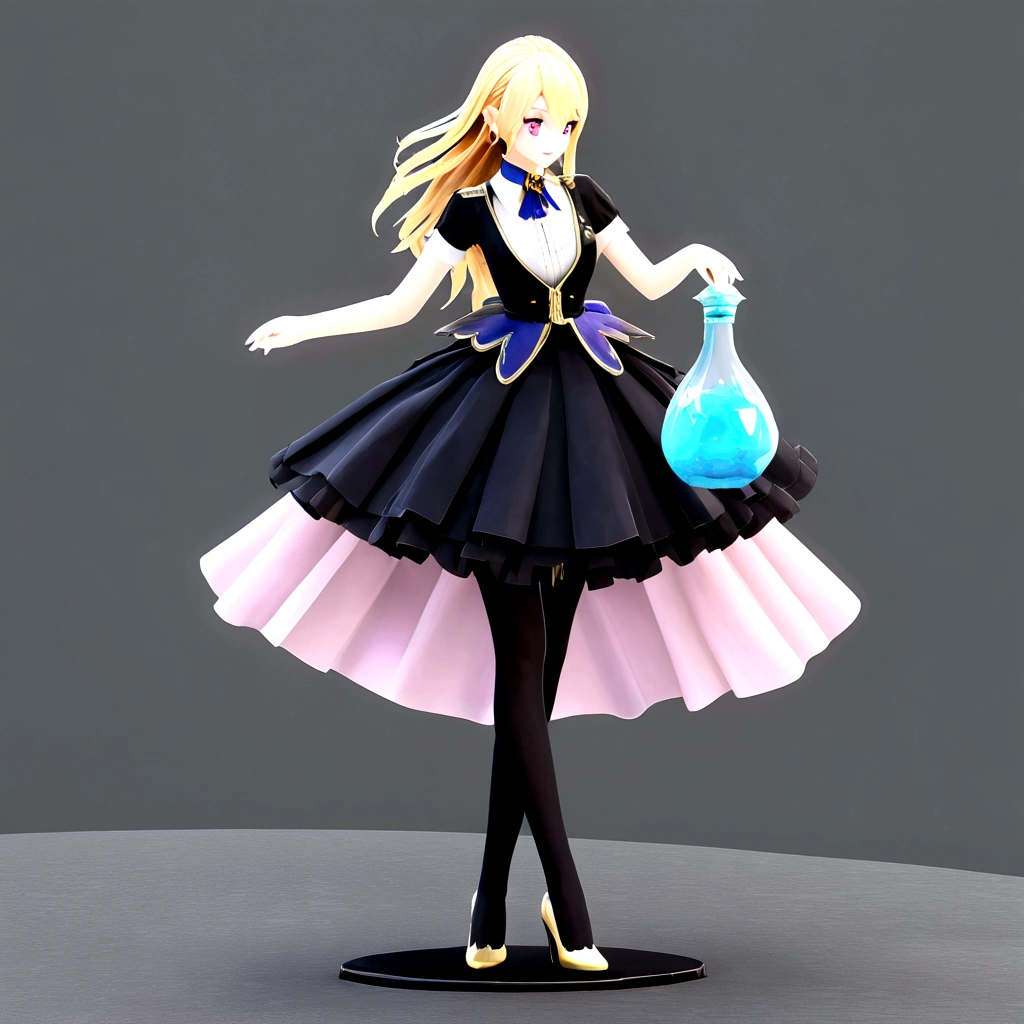 Beautiful beauty, 3D 2D, rich, blonde, skirt, stockings, High heels, poison、風にたなびくskirt