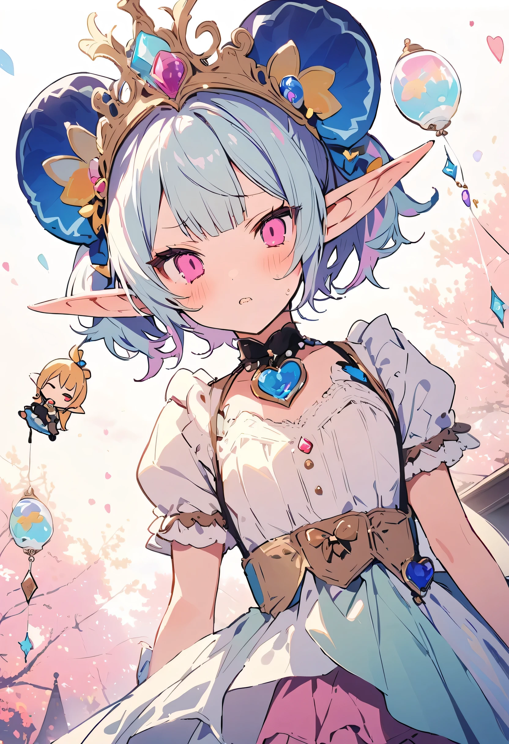 masterpiece, highest quality, Illustration of the novel, High resolution, 18+ Adult content, Sensual, Intimate, Emotional, Passionate, romantic, sweet, Adorable, Innocent, Pure, Charming, Charming, Charm, Mysterious, Charming, Charming, Immersive, Charming, dream-like, Surreal, Imaginative, Whimsical, artistic, Avant-garde, timeless, elegant, Sophisticated, chic, Sophisticated, personality, original, Charming,((Loli Elf:1.3)),((A look of disgust:1.3))、Upper Body、(Little)