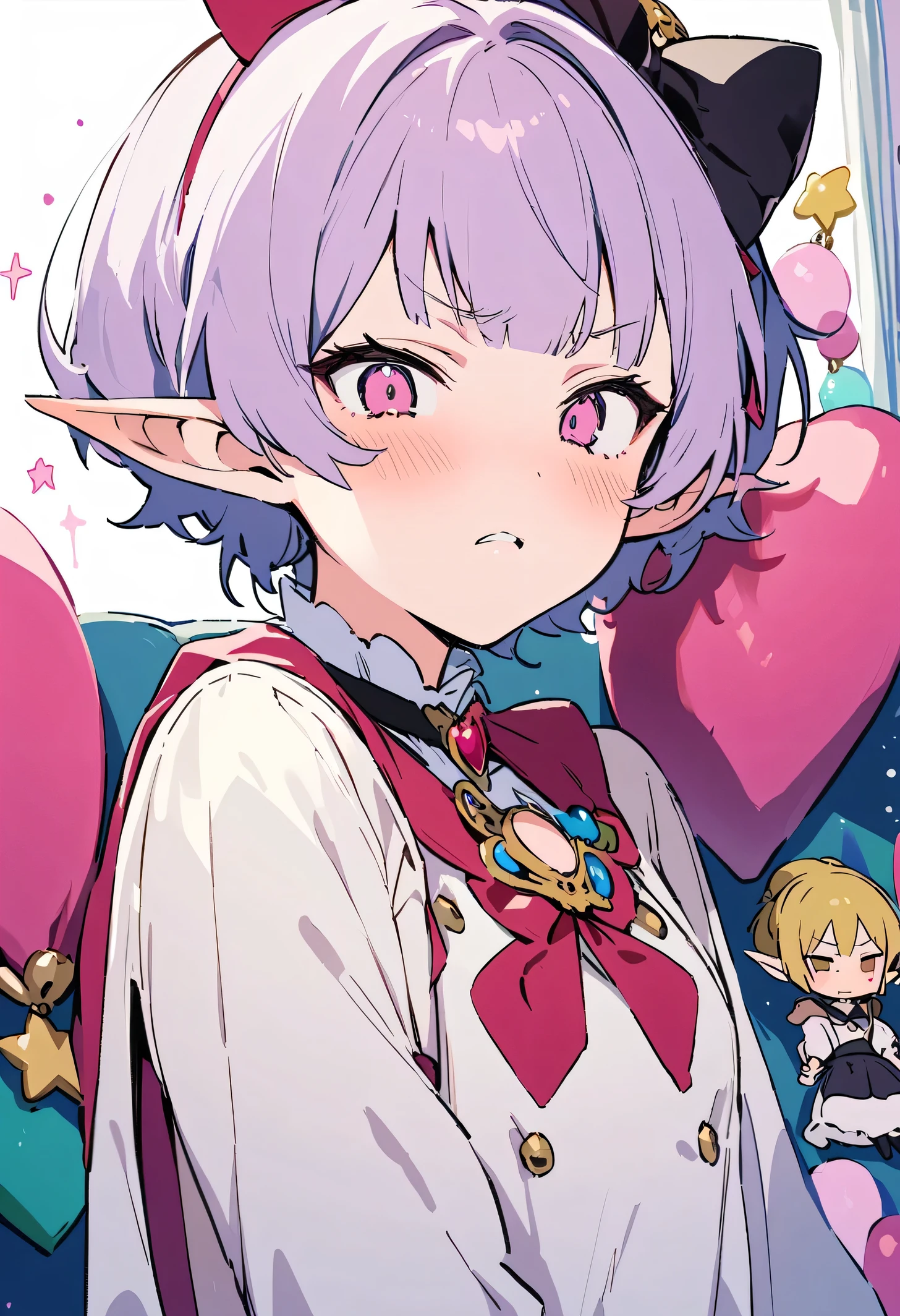 masterpiece, highest quality, Illustration of the novel, High resolution, 18+ Adult content, Sensual, Intimate, Emotional, Passionate, romantic, sweet, Adorable, Innocent, Pure, Charming, Charming, charm, Mysterious, Charming, Charming, Immersive, Charming, dream-like, Surreal, Imaginative, Whimsical, artistic, Avant-garde, timeless, elegant, Sophisticated, chic, Sophisticated, Personality, original, Charming,((Loli Elf:1.3)),((A look of disgust:1.3))、Upper Body、(a bit)