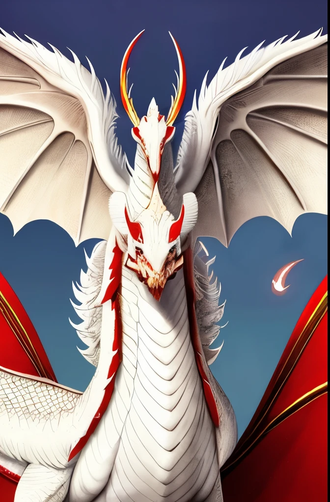 a painting of a white dragon with a red and white face, detailed creature, great mystical winged serpent, mythical creature, curved horned dragon!, ancient creature, fantasy creature, anthro dragon art, soft delicate draconic features, dragon snake with wings, dragon art, anthropomorphic dragon, dragon portrait, an ancient creature, portrait of a dragon, a mythical creature