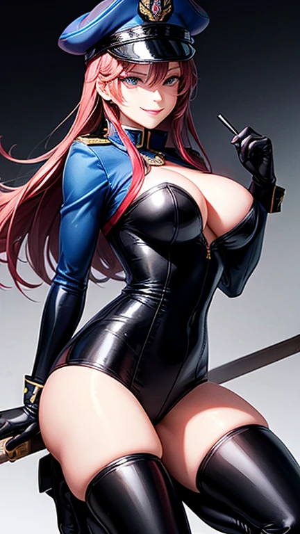 Female Officer、female soldier、uniform、Uniform cap、Mature Woman、NCO、Fallen into evil、female cadres、Exquisite breasts、Bewitching Smile、Villainess、Wicked Smile、latex、Long gloves、Strong gloss、Beautiful feet