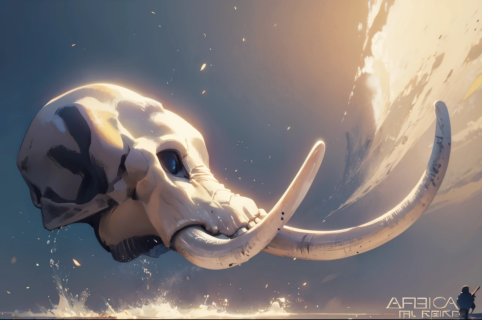 animal skull with ivory, elephant skull