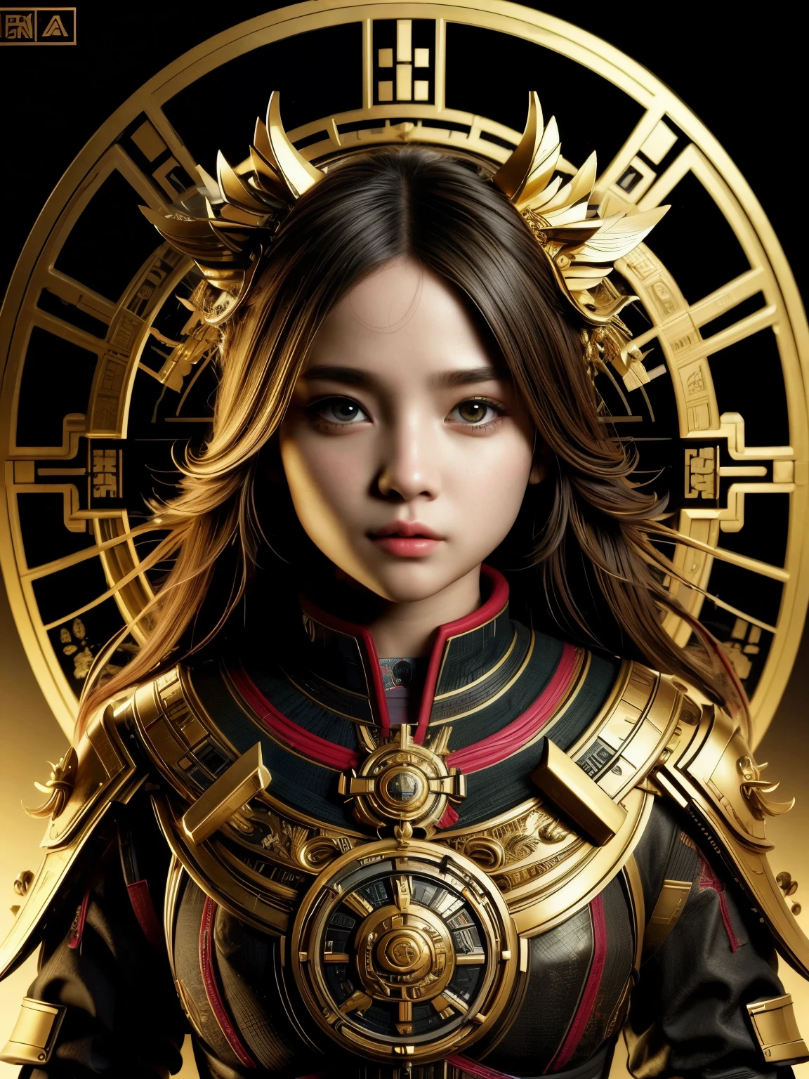 (high quality), (masterpiece), (detailed), 8K, Hyper-realistic portrayal of a futuristic (1girl1.2), Japanese character. Meticulous details bring the character to life in this visually stunning composition, showcasing the seamless blend of tradition and innovation. Trending on Artstation.