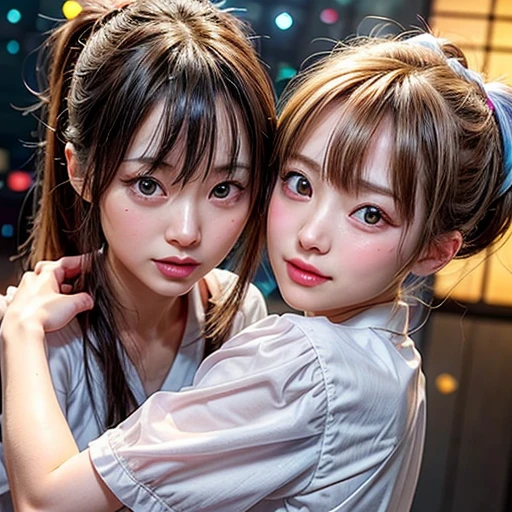 NSFW, 8k, High-level, absurd, masterpiece, best quality, primitive, very detailed CG, very detailed wallpaper, perfect lighting, Extremely detailed (((The personifying " Chiaki Kuriyama in Kill Bill " as a Little Girl))), MysticSight, Tyndall effect, Tyndall scattering, Studio gray background with (many Dazzling RainbowColor particles BokeH:1.28), (RoundlyButts, ThighGap), (Exposed:0.4), (Assfocus with looking ahead), BREAK (NOGIZAKA face variations) Extremely Detailed very KAWAII face variations, perfect anatomy, Childish, captivating gaze, elaborate detailed Eyes with (sparkling highlights:1.28), long eyelashes、Glossy RED Lips with beautiful details, Coquettish tongue, Rosy cheeks, Radiant PearlSkin with clear transparency . { (Dynamic LifeLike expressions:1.4) | :d) }, (large eyes:-1) .
