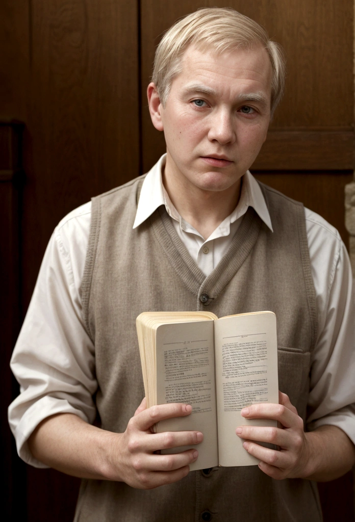 old man mormon missionary holding scriptures with a name tag