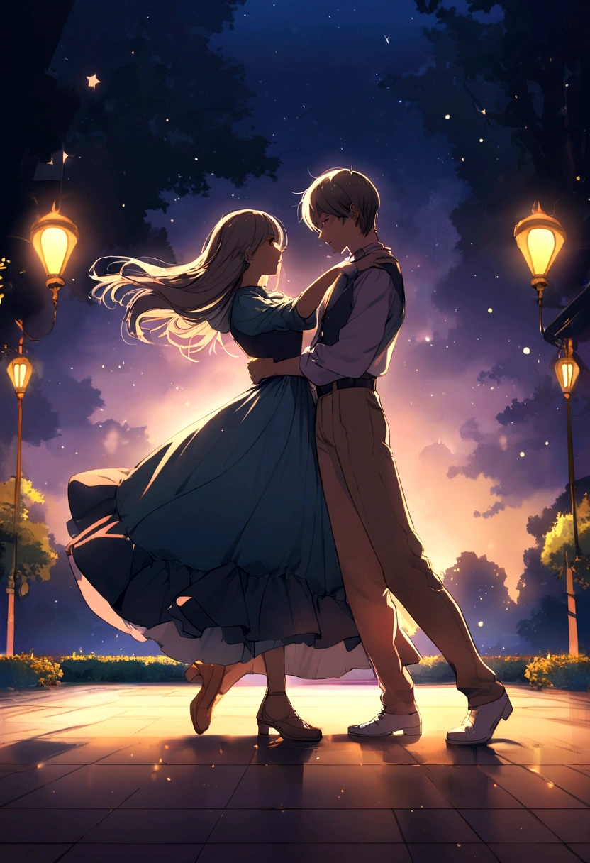 A teenage couple dancing in night at garden with banglae background