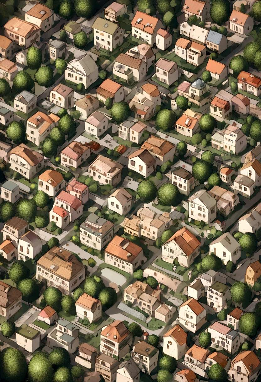 several houses seen from above, imagem de alta qualidade