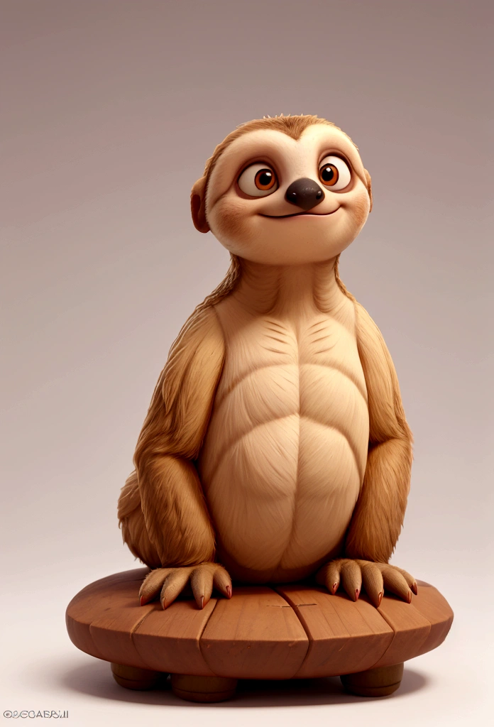a sloth, de cor marrom claro e escuro, rosto animado, usando um patins que tem duas asas do deus hermes estampadas no patins