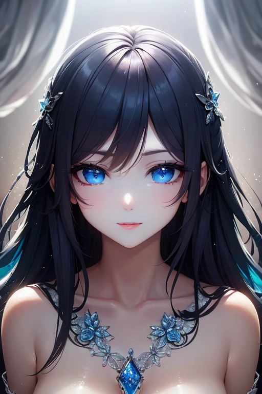 Full body 2:3 making cute faces, goth , Anime girl with delicate charm expresses cuteness. She has deep blue eyes and colored hair. Her appearance radiated charm and grace. Her big eyes show happiness Close your eyes. Flawless porcelain skin This image is a digital painting. Featuring intricate details from her colorful hair to her clothes. This stunning visualization captures the essence of pure beauty. It reminds you of the elegance and clarity you desire