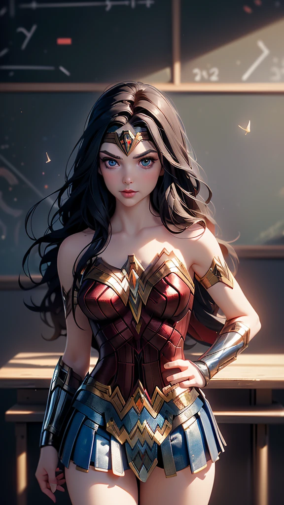 score_9, score_8_up, score_7_up, score_6_up,
rating_????????, 
1 girl, ((18YO:1.2)), Adult, full lips,  big clear eyes, light blue eyes, (long wavy hair: 1.2),  
(female teacher wonder woman :1.4) , (in a classroom:1.4) , slightly tanned skin, (miniskirt rojo:1.4), (wonder woman:1.4) 
two breast out, open shirt, showing breasts, lying on desk, (squeezing tits:1.4), amused, light smile, eyes looking up, white shirt, black jacket, black pencil skirt, top view, showing pussy dripping, (colores brillantes), ,( ciberpunk 2.1), (background numbers mathematics blackboard :1.4), (math numbers flying through the air :1.4),( hojas de papel en el aire :1.4), (wall newspaper :1.4) 