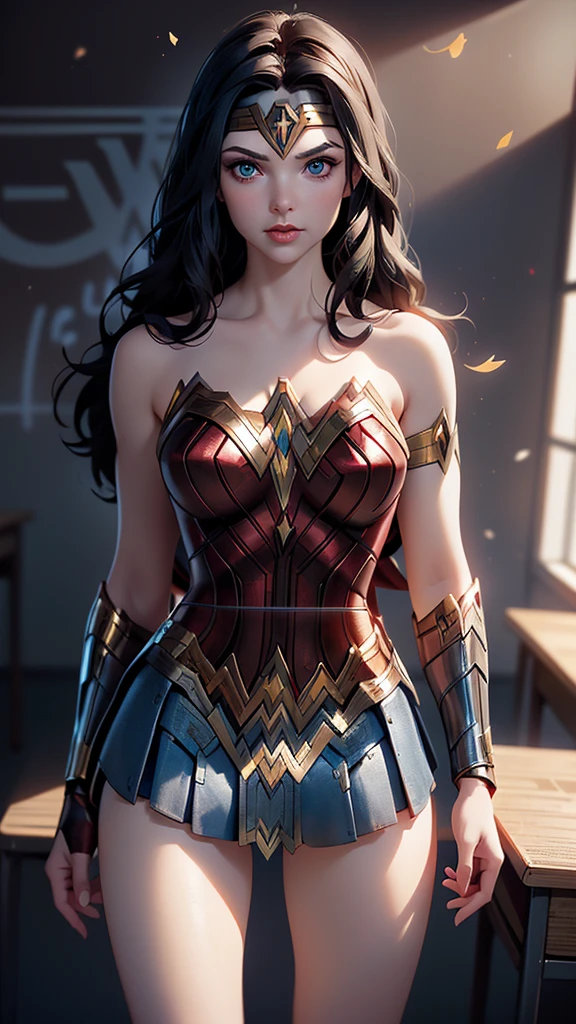 score_9, score_8_up, score_7_up, score_6_up,
rating_explicit, 
1 girl, ((18YO:1.2)), Adult, full lips,  big clear eyes, light blue eyes, (long wavy hair: 1.2),  
(female teacher wonder woman :1.4) , (in a classroom:1.4) , slightly tanned skin, (miniskirt rojo:1.4), (wonder woman:1.4) 
two breast out, open shirt, showing breasts, lying on desk, (squeezing tits:1.4), amused, light smile, eyes looking up, white shirt, black jacket, black pencil skirt, top view, showing pussy dripping, (colores brillantes), ,( ciberpunk 2.1), (background numbers mathematics blackboard :1.4), (math numbers flying through the air :1.4),( hojas de papel en el aire :1.4), (wall newspaper :1.4) 