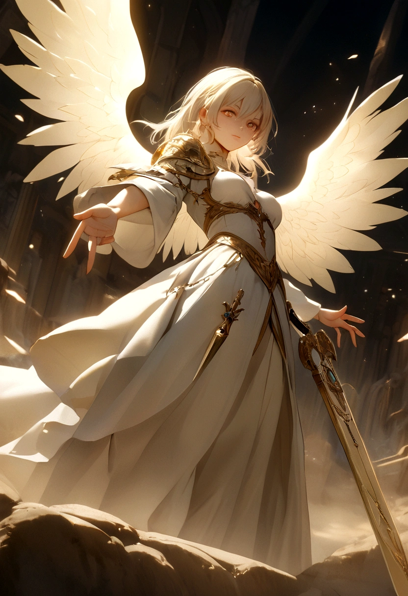 Create an image of an angel with a sword