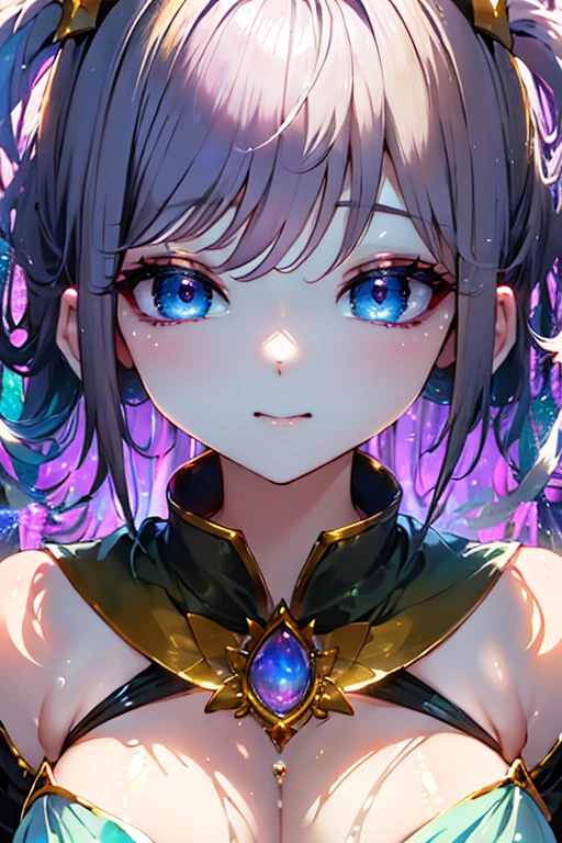 Full body 2:3  making cute faces, goth , Anime girl with delicate charm expresses cuteness. She has deep blue eyes and colored hair. Her appearance radiated charm and grace. Her big eyes show happiness  Close your eyes. Flawless porcelain skin This image is a digital painting. Featuring intricate details from her colorful hair to her clothes. This stunning visualization captures the essence of pure beauty. It reminds you of the elegance and clarity you desire