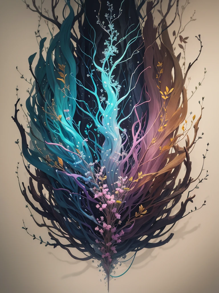 Sea constellation, tentacles, jellyfish, ????????????, professional photo, high detail, high definition, high resolution fantesy, dark botanical, cyberpunk, bohemian, beautiful background. pastel color palette, dark aesthetic, stardust, speculative botany, thunderous cobweb-like flickering substance, tree branch, fibers, wool, threads, drops rising up, natural colors, smoke screen, watercolor, ink, lead pencil, conceptualism, lumen, octane