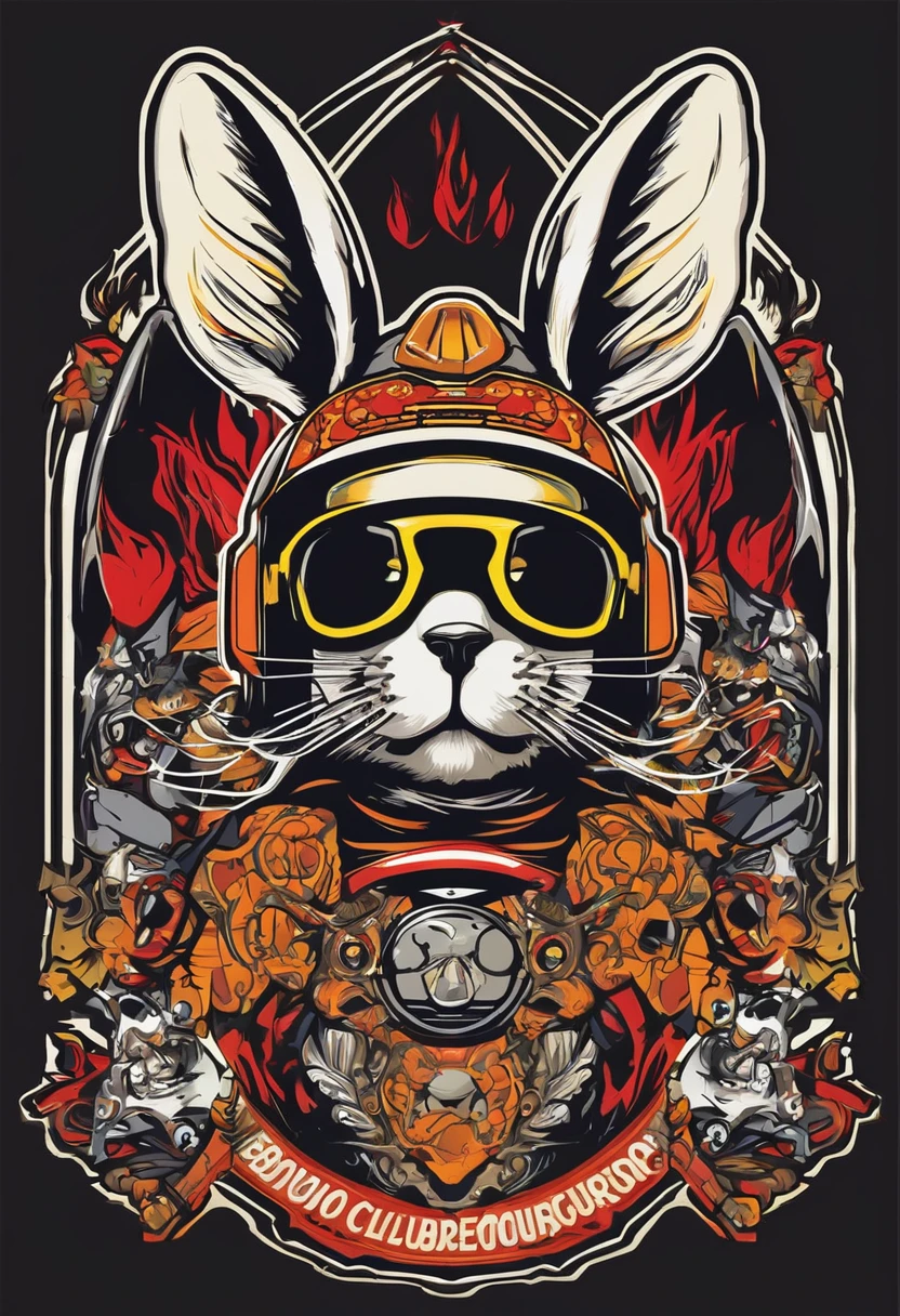 arte estilo pacth adesivo para estampa de bone com o tema coelho clube de motoqueiros