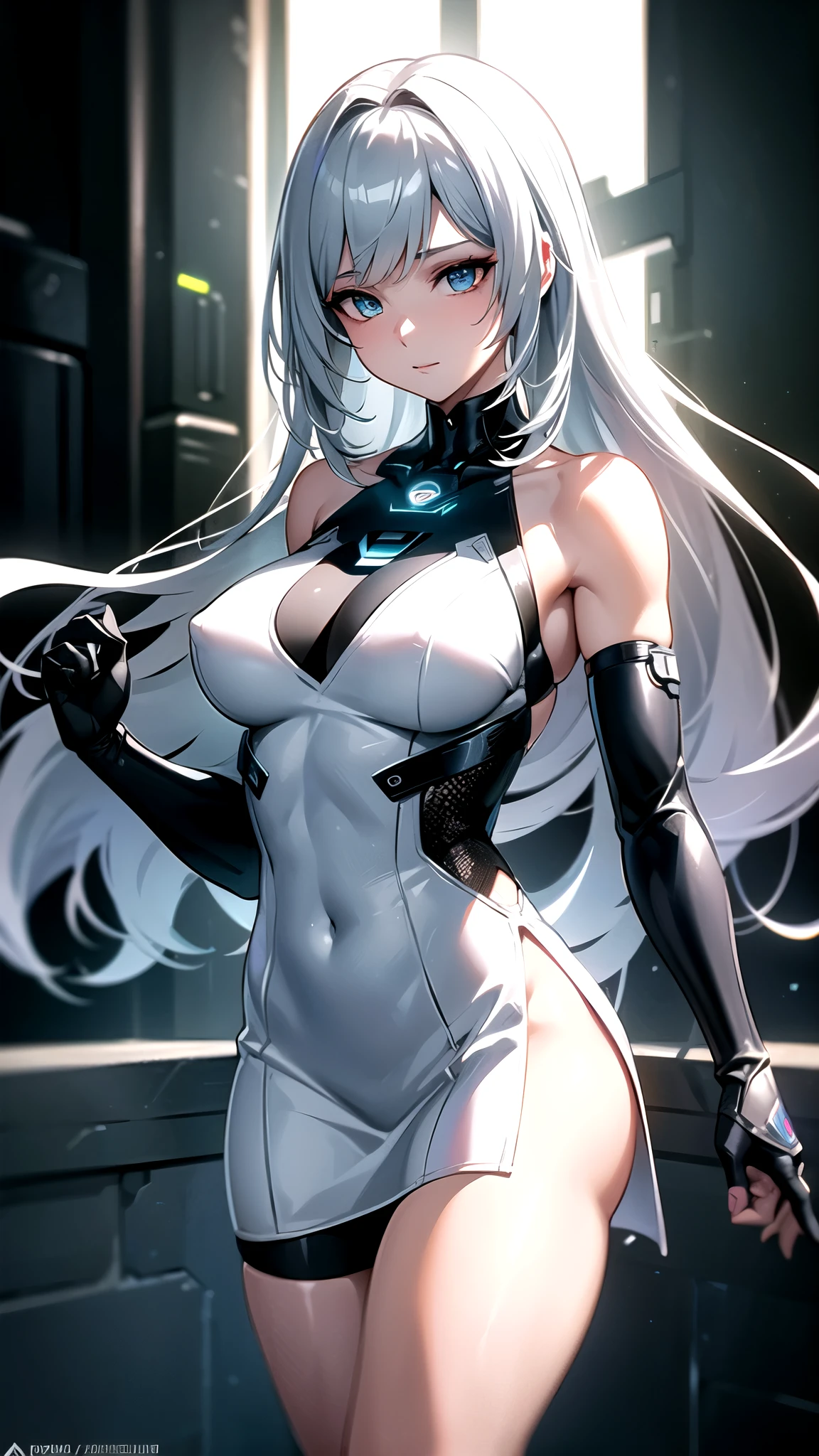 ((Best quality)), ((masterpiece)), (detailed:1.4), 3D, an image of a beautiful cyberpunk female,HDR (High Dynamic Range),Ray Tracing,NVIDIA RTX,Super-Resolution,Unreal 5,Subsurface scattering,PBR Texturing,Post-processing,Anisotropic Filtering,Depth-of-field,Maximum clarity and sharpness,Multi-layered textures,Albedo and Specular maps,Surface shading,Accurate simulation of light-material interaction,Perfect proportions,Octane Render,Two-tone lighting,Wide aperture,Low ISO,White balance,Rule of thirds,8K RAW, protruding nipple, tattoo , silver white shoulder hair, sleeveless dress,lace dress,peach hair