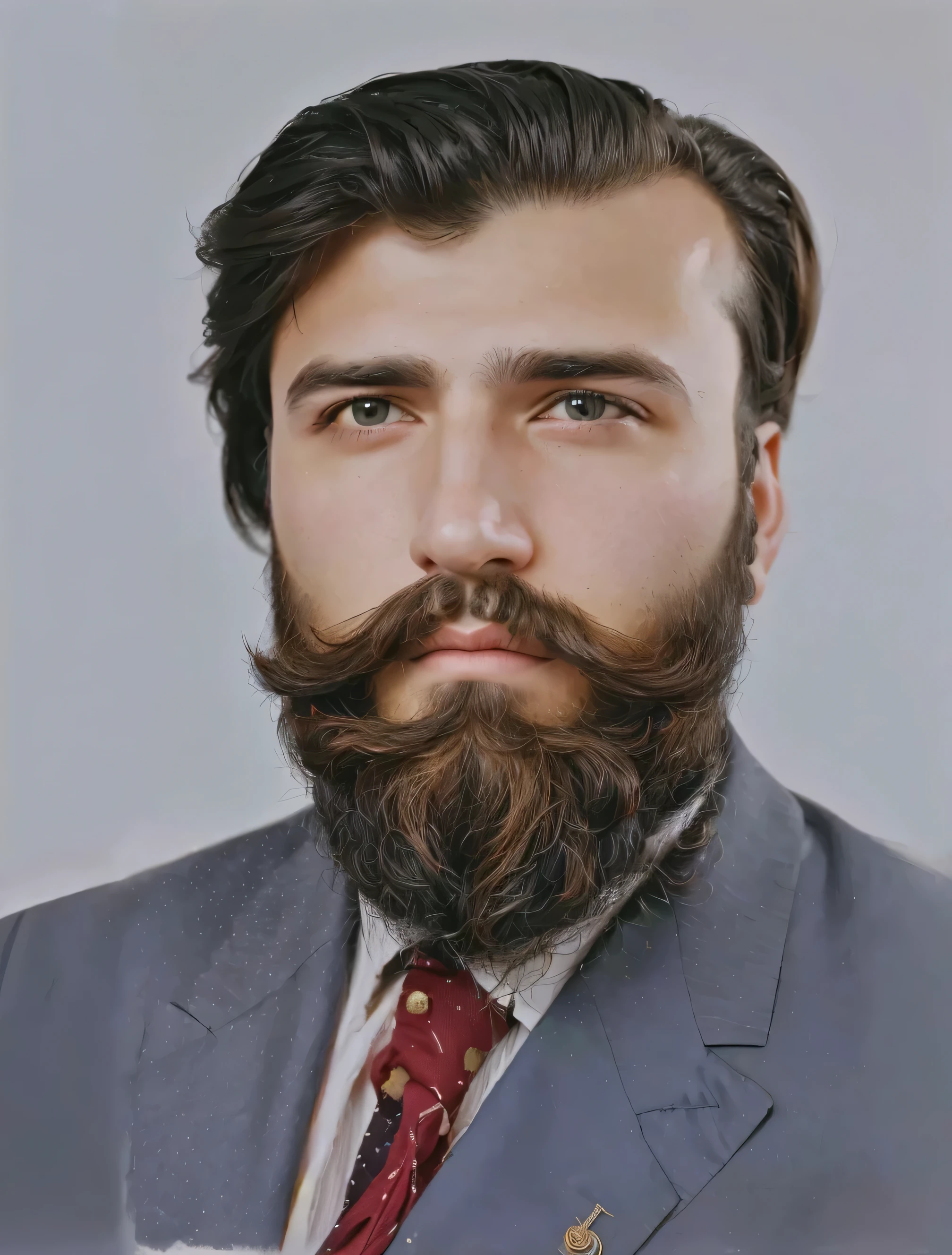 Hombre arafed con barba, traje y corbata., coloreado 1 9 0 4 photo, coloreado photo, a coloreado photo, coloreado, coloreado photograph, hombre barbudo, coloreado, detailed retrato en color, hombre con barba, award winning coloreado photo, inspirado en Francisco Oller, barba canosa, barba limpia, retrato en color, color restaurado, pintado digitalmente