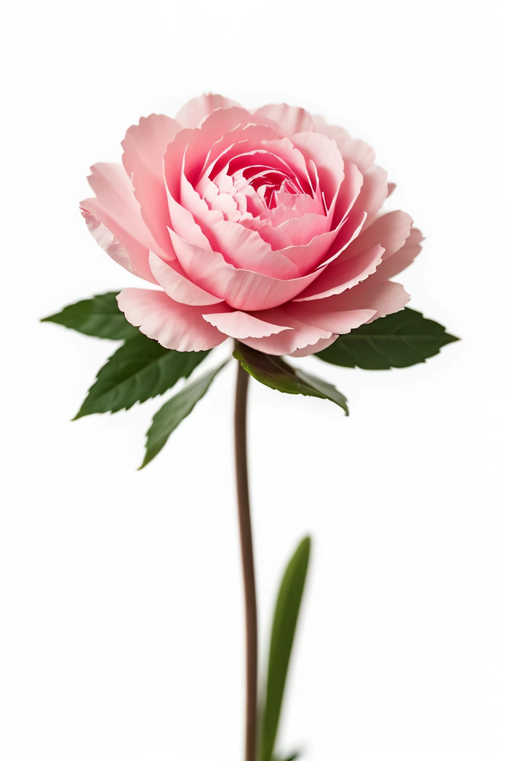  a pink Carnation flower on white background, photo, perfect studio lighting 