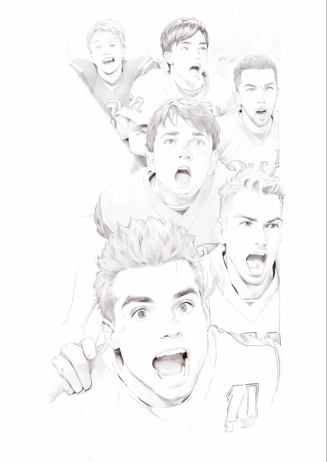 A group of excited football sports fans, highly detailed, full color, ultra realism
