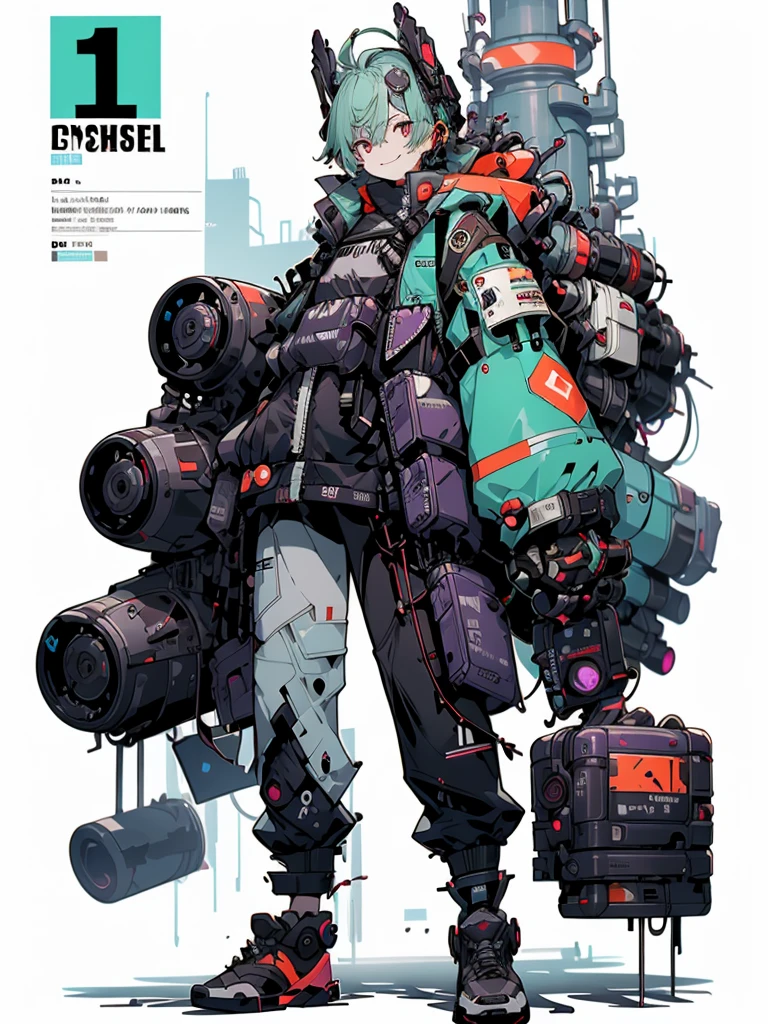 redraw this suit in high quality, detailed photo style on a white background,ouka_niji 5 girl beautiful inspired charlie bowater character cyberpunk- desenho no estilo de Mike Deotado, Androgynous niji 6 , man crazy smile, jacket, red, purple, orange, , holding a neon black e blue, cube sticking --ar 9:16 --v 6.0, Ouka_Niji 5, bolt blue 